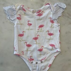 The Beaufort Bonnet Company Pink Flamingo Lace-Sleeve One-Piece for Kids